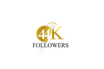 44K, 44.000 Follower Thank you simple design isolated on white background for social media, internet, website - Vector