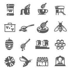 Honey icon, beekeeping symbols and breeding of honeybees