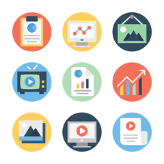 Business Stats Flat Rounded Pack 