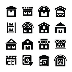 Delivery Garage Glyph Icons Pack 
