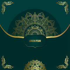 Luxury gold mandala ornate background for wedding invitation, book cover