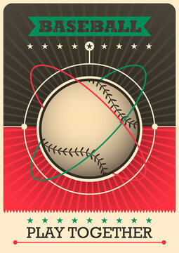 Retro baseball poster design. Vector illustration.