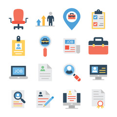 Job Recruitment Flat Icons Pack 