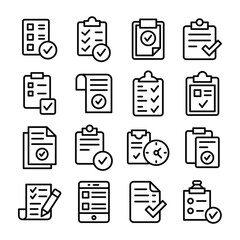 Verified Task List Line Icons Pack 
