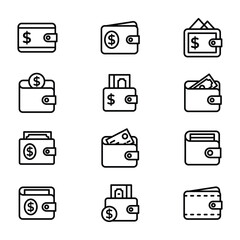 Digital Wallet Line Icons Pack 