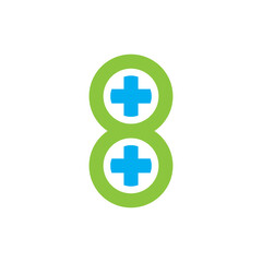 Number 8 with Plus logo design vector