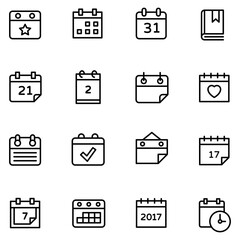 Reminder Calendar Line Icons Pack