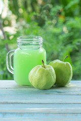 fresh guava fruit and guava juice