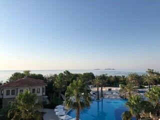 Fototapeta na wymiar Turkey. Turkish Culture. Sights and nature of Turkey. Sea. The sun. Palms. Beach. Hotel.