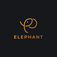 cool abstract elephant logo template, line art style logo