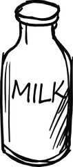 Sketch of a bottle of milk.
