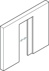 Line drawing of a pocket sliding door.