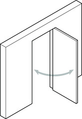 Line drawing of a simple swing door.