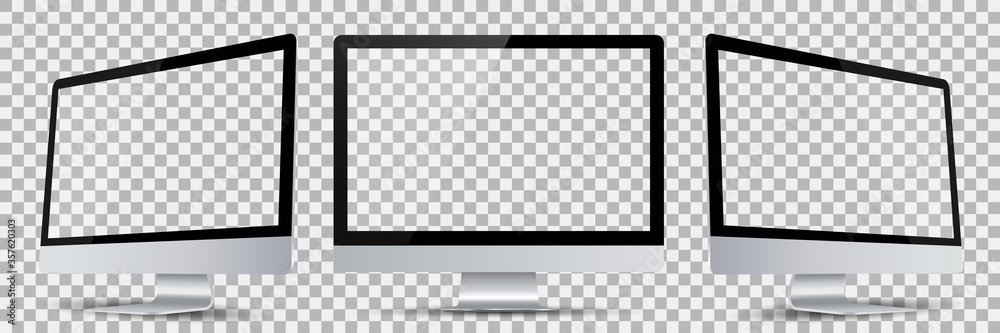Aufkleber Three black monitor with transparent display in turn - vector