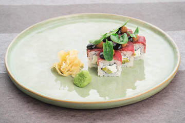 Japanese food menu. roll PHILADELPHIA tuna