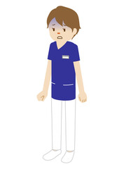 Illustration of a female medical worker (radiologist who look pale)