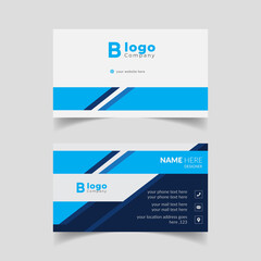 Blue modern abstract shape business card template design