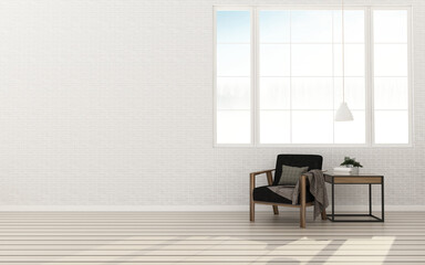 White room with living area . Relax space in house. modern interior design. -3d rendering