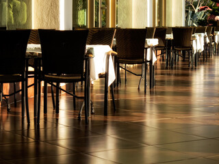 close up restaurant tables