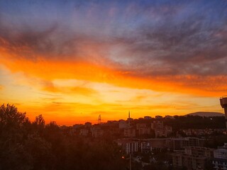 sunset over the city