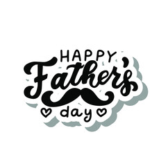 Obraz premium Happy Father's day. Brush calligraphy. Hand lettering phrase with hearts for father's greeting cards, congrats, t shirt print. International father's day gift