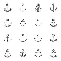 Anchor, maritime icon set. Simple harbour, port outline icons sign vector illustration.	