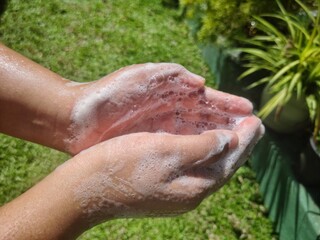 woman washing hands