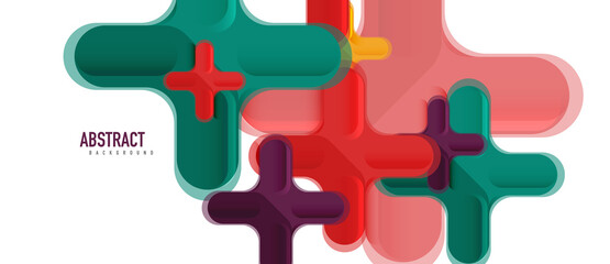 Obraz premium Glossy multicolored plastic style cross composition, x shape design, techno geometric modern abstract background. Trendy abstract layout template