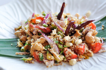 vegetable salad or vegetable and Sesbania flower salad