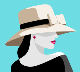 Elegant woman wearing big hat - 357627599