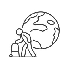 Population ageing black line icon. Environmental problems. Sign for web page, app. UI UX GUI design element. Editable stroke.