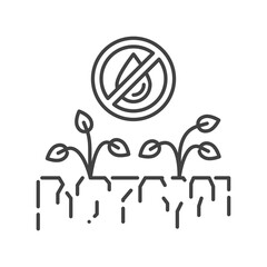 Drought land black line icon. Global warming. Environmental problems. Sign for web page, app. UI UX GUI design element. Editable stroke
