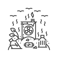 Land degradation black line icon. Ecological disaster. Sign for web page, app. UI UX GUI design element. Editable stroke.