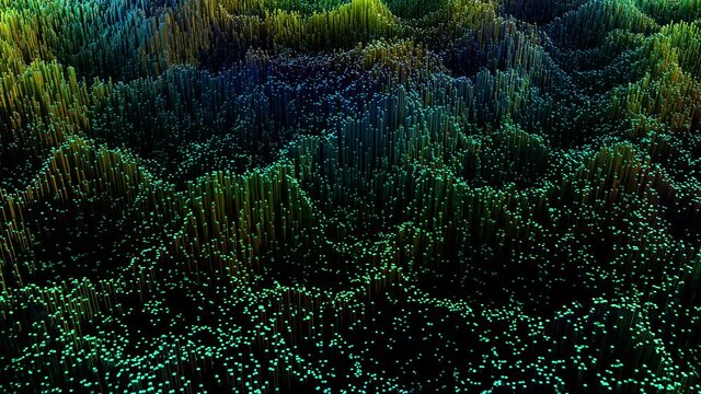 Big data abstract grid background, sea of information visualization loop