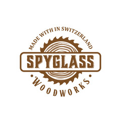 woodwork logo design template vector, vintage style.