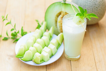 Milk melon Smoothie in glass