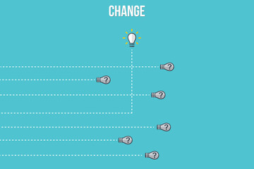 Think differently - Being different, taking risky, move for success in life -The graphic of light bulb also represents the concept of courage, enterprise, confidence, belief, fearless, daring. 