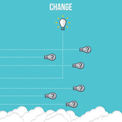 Think differently - Being different, taking risky, move for success in life -The graphic of light bulb also represents the concept of courage, enterprise, confidence, belief, fearless, daring. 