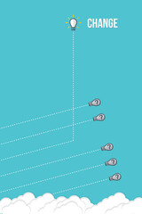 Fototapeta premium Think differently - Being different, taking risky, move for success in life -The graphic of light bulb also represents the concept of courage, enterprise, confidence, belief, fearless, daring.&nbsp;