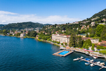 Fototapeta na wymiar Luxury hotel of Villa d'Este in Cernobbio. Lake of Como in Italy