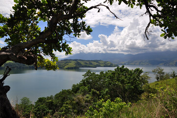 Fototapeta na wymiar Landscape of Sentani Lake in Papua, Indonesia