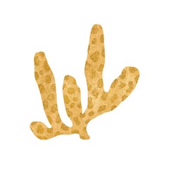 Decorative illustration of yellow sea coral isolated on a white background. Illustration for use in design, for printing on paper, textiles, ceramics. underwater organisms. High quality photo