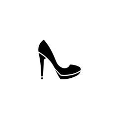 Women high heel pump with a tag icon outline. Shopping. Footwear. Fashion. Objects. Vector on isolated white background. Eps 10 vector.
