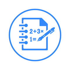 Calculate, education, math paper vector icon