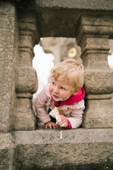 Portrait of little girl with ice cream