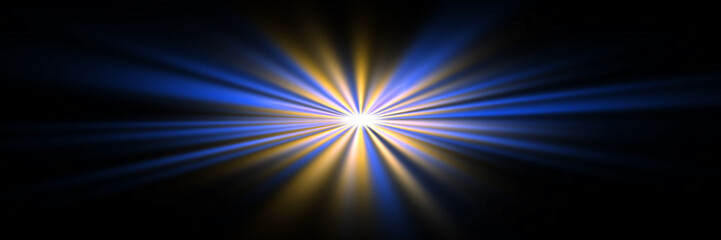 Um ein helles Zentrum befindet sich ein Kranz aus farbigen Lichtstrahlen.