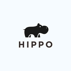 hippo logo design vector silhouette illustration