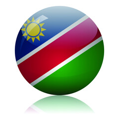 Fototapeta premium Namibian flag glass button vector illustration