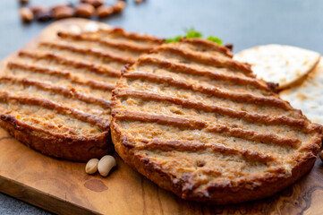 Meat free grilled vegan steakes, healthy food concept