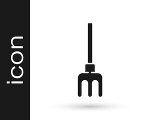 Grey Garden rake icon isolated on white background. Tool for horticulture, agriculture, farming. Ground cultivator. Vector Illustration.